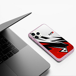 Чехол iPhone 11 Pro матовый N7 mass effect - white and red, цвет: 3D-розовый — фото 2