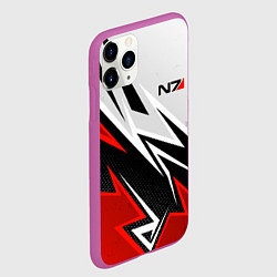 Чехол iPhone 11 Pro матовый N7 mass effect - white and red, цвет: 3D-фиолетовый — фото 2