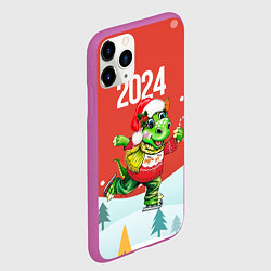 Чехол iPhone 11 Pro матовый Дракон на коньках, цвет: 3D-фиолетовый — фото 2