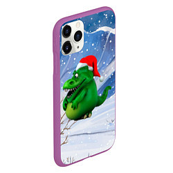 Чехол iPhone 11 Pro матовый Толстый дракон на снежном фоне, цвет: 3D-фиолетовый — фото 2
