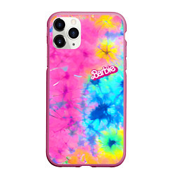 Чехол iPhone 11 Pro матовый Barbie - floral pattern - tie-dye, цвет: 3D-малиновый