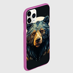 Чехол iPhone 11 Pro матовый Арт осенний медведь, цвет: 3D-фиолетовый — фото 2