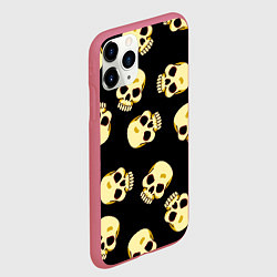 Чехол iPhone 11 Pro матовый Черепки для хэллоуина, цвет: 3D-малиновый — фото 2