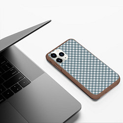 Чехол iPhone 11 Pro матовый Бело-серый узор в клетку, цвет: 3D-коричневый — фото 2