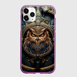 Чехол iPhone 11 Pro матовый Сова в викинг-стиле, цвет: 3D-фиолетовый