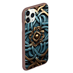 Чехол iPhone 11 Pro матовый Симметричный орнамент в кельтской стилистике, цвет: 3D-коричневый — фото 2