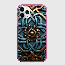 Чехол iPhone 11 Pro матовый Симметричный орнамент в кельтской стилистике, цвет: 3D-малиновый