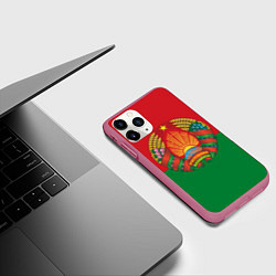 Чехол iPhone 11 Pro матовый Республика Беларусь, цвет: 3D-малиновый — фото 2