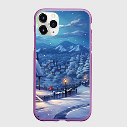 Чехол iPhone 11 Pro матовый Предновогоняя ночь, цвет: 3D-фиолетовый