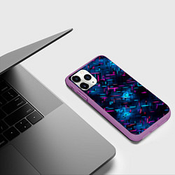 Чехол iPhone 11 Pro матовый Неоновая сталь cyberpunk, цвет: 3D-фиолетовый — фото 2