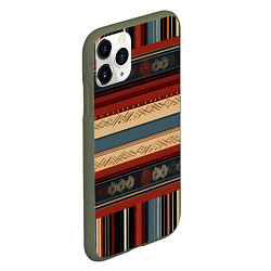 Чехол iPhone 11 Pro матовый Этнический принт в полоску, цвет: 3D-темно-зеленый — фото 2
