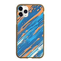 Чехол iPhone 11 Pro матовый Абстракция синяя, цвет: 3D-коричневый