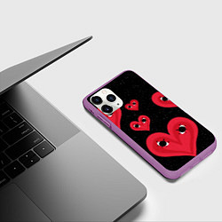 Чехол iPhone 11 Pro матовый Космические сердца, цвет: 3D-фиолетовый — фото 2