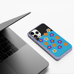 Чехол iPhone 11 Pro матовый Ромашковое поле улыбок, цвет: 3D-светло-сиреневый — фото 2