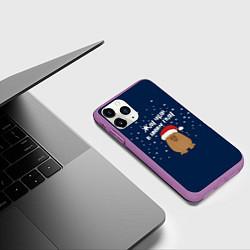 Чехол iPhone 11 Pro матовый Новогодняя капибара 2024, цвет: 3D-фиолетовый — фото 2