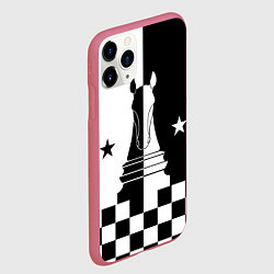 Чехол iPhone 11 Pro матовый Шахматный конь, цвет: 3D-малиновый — фото 2