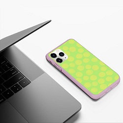 Чехол iPhone 11 Pro матовый Зеленый крупный горох геометрический орнамент, цвет: 3D-розовый — фото 2