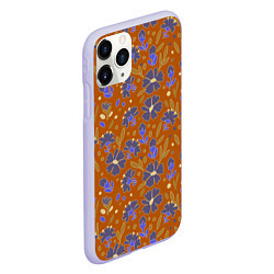 Чехол iPhone 11 Pro матовый Цветы в поле коричневый цвет, цвет: 3D-светло-сиреневый — фото 2