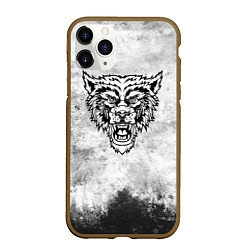 Чехол iPhone 11 Pro матовый Texture - разозленный волк, цвет: 3D-коричневый