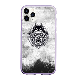 Чехол iPhone 11 Pro матовый Texture - разозленная горилла, цвет: 3D-светло-сиреневый