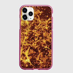 Чехол iPhone 11 Pro матовый Абстракция - желтый антрацит, цвет: 3D-малиновый