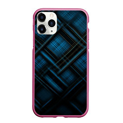 Чехол iPhone 11 Pro матовый Тёмно-синяя шотландская клетка, цвет: 3D-малиновый