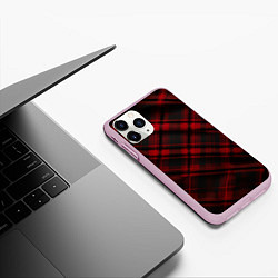 Чехол iPhone 11 Pro матовый Тёмно-красная шотландская клетка, цвет: 3D-розовый — фото 2