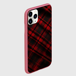 Чехол iPhone 11 Pro матовый Тёмно-красная шотландская клетка, цвет: 3D-малиновый — фото 2