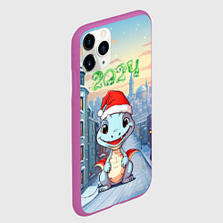 Чехол iPhone 11 Pro матовый Праздничный дракон 2024, цвет: 3D-фиолетовый — фото 2