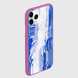 Чехол iPhone 11 Pro матовый Синие линии на белом фоне киберпанк, цвет: 3D-фиолетовый — фото 2