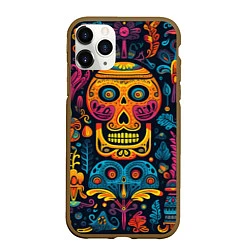 Чехол iPhone 11 Pro матовый Узор в мексиканском стиле, цвет: 3D-коричневый