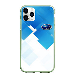 Чехол iPhone 11 Pro матовый Subaru art, цвет: 3D-салатовый