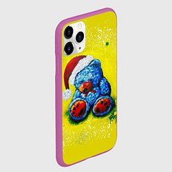 Чехол iPhone 11 Pro матовый Плюшевый синий Санта, цвет: 3D-фиолетовый — фото 2