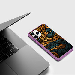 Чехол iPhone 11 Pro матовый Паттерн в викингском стиле, цвет: 3D-фиолетовый — фото 2