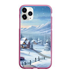 Чехол iPhone 11 Pro матовый Зимнее настроение, цвет: 3D-малиновый