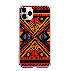 Чехол iPhone 11 Pro матовый Геометрический узор в африканском стиле, цвет: 3D-светло-сиреневый