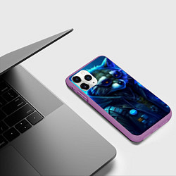 Чехол iPhone 11 Pro матовый Енот киберпанк от ai, цвет: 3D-фиолетовый — фото 2