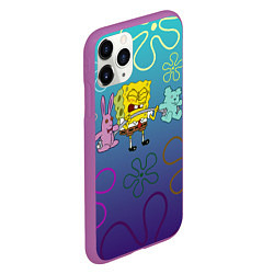 Чехол iPhone 11 Pro матовый Spongebob workout, цвет: 3D-фиолетовый — фото 2