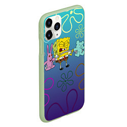 Чехол iPhone 11 Pro матовый Spongebob workout, цвет: 3D-салатовый — фото 2