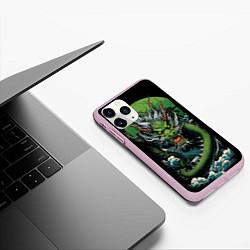 Чехол iPhone 11 Pro матовый Зеленый дракон символ 2024, цвет: 3D-розовый — фото 2