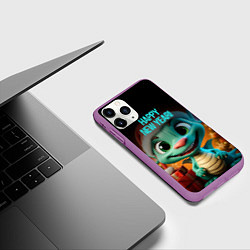 Чехол iPhone 11 Pro матовый Happy new year green dragon, цвет: 3D-фиолетовый — фото 2