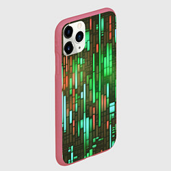 Чехол iPhone 11 Pro матовый Неоновые полосы зелёные, цвет: 3D-малиновый — фото 2