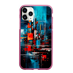 Чехол iPhone 11 Pro матовый Городская абстракция, цвет: 3D-малиновый