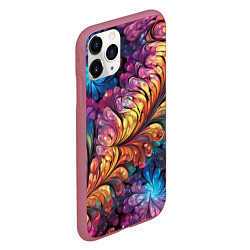 Чехол iPhone 11 Pro матовый Витиеватый разноцветный абстрактный узор, цвет: 3D-малиновый — фото 2