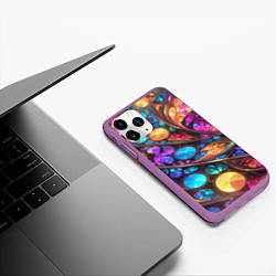 Чехол iPhone 11 Pro матовый Яркий абстрактный фрактальный узор, цвет: 3D-фиолетовый — фото 2