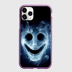 Чехол iPhone 11 Pro матовый Хэллоуин - улыбка привидения, цвет: 3D-фиолетовый