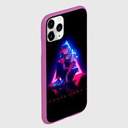 Чехол iPhone 11 Pro матовый Неоновые три края, цвет: 3D-фиолетовый — фото 2