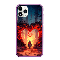 Чехол iPhone 11 Pro матовый Сердце в сердце на закате, цвет: 3D-фиолетовый