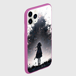 Чехол iPhone 11 Pro матовый Мерцающий город, цвет: 3D-фиолетовый — фото 2