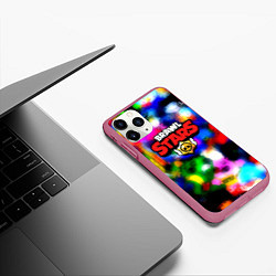 Чехол iPhone 11 Pro матовый Brawl stars все персонажи бравлеры, цвет: 3D-малиновый — фото 2